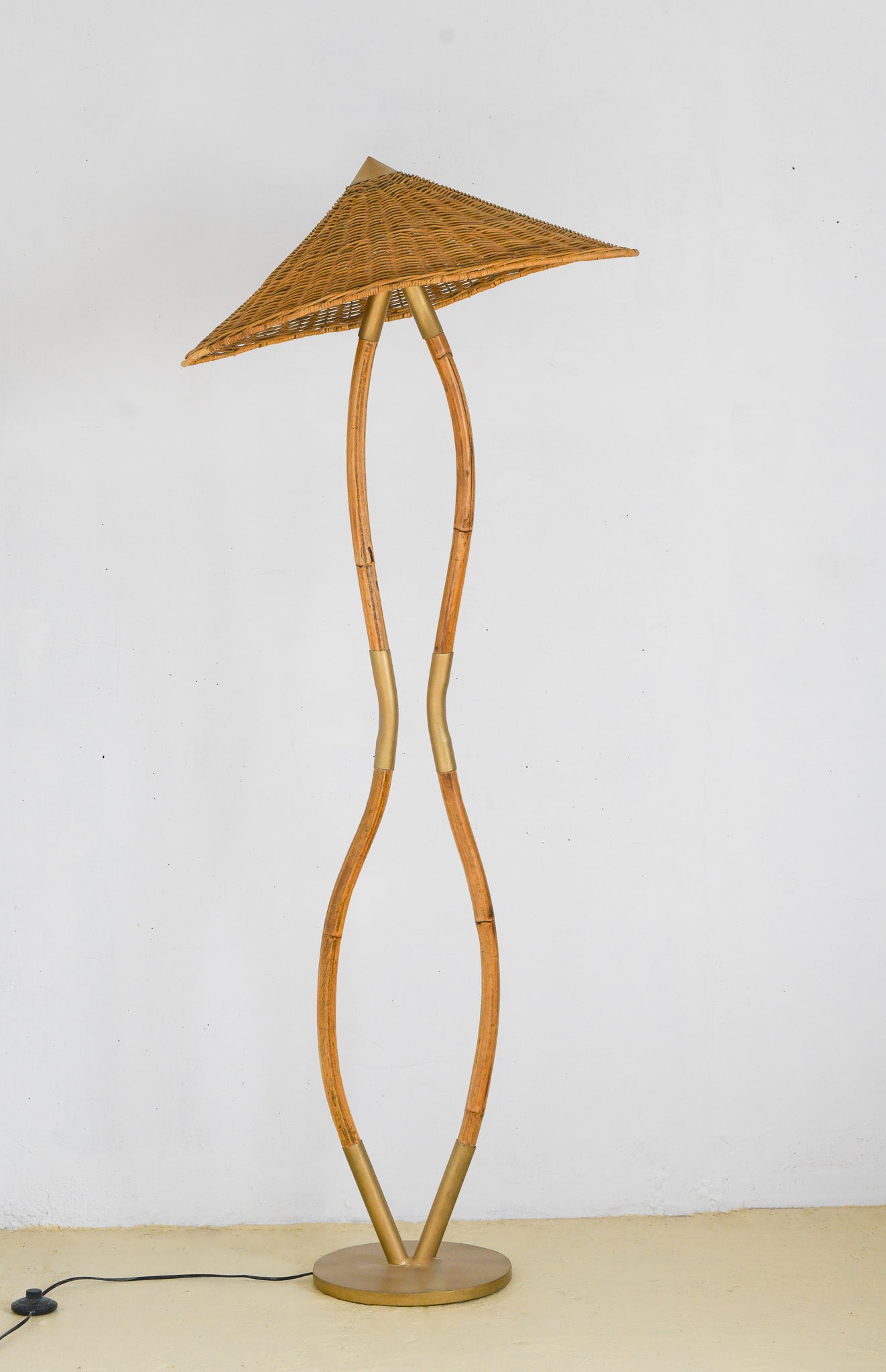 Art Deco Lady Rattan Floor Lamp