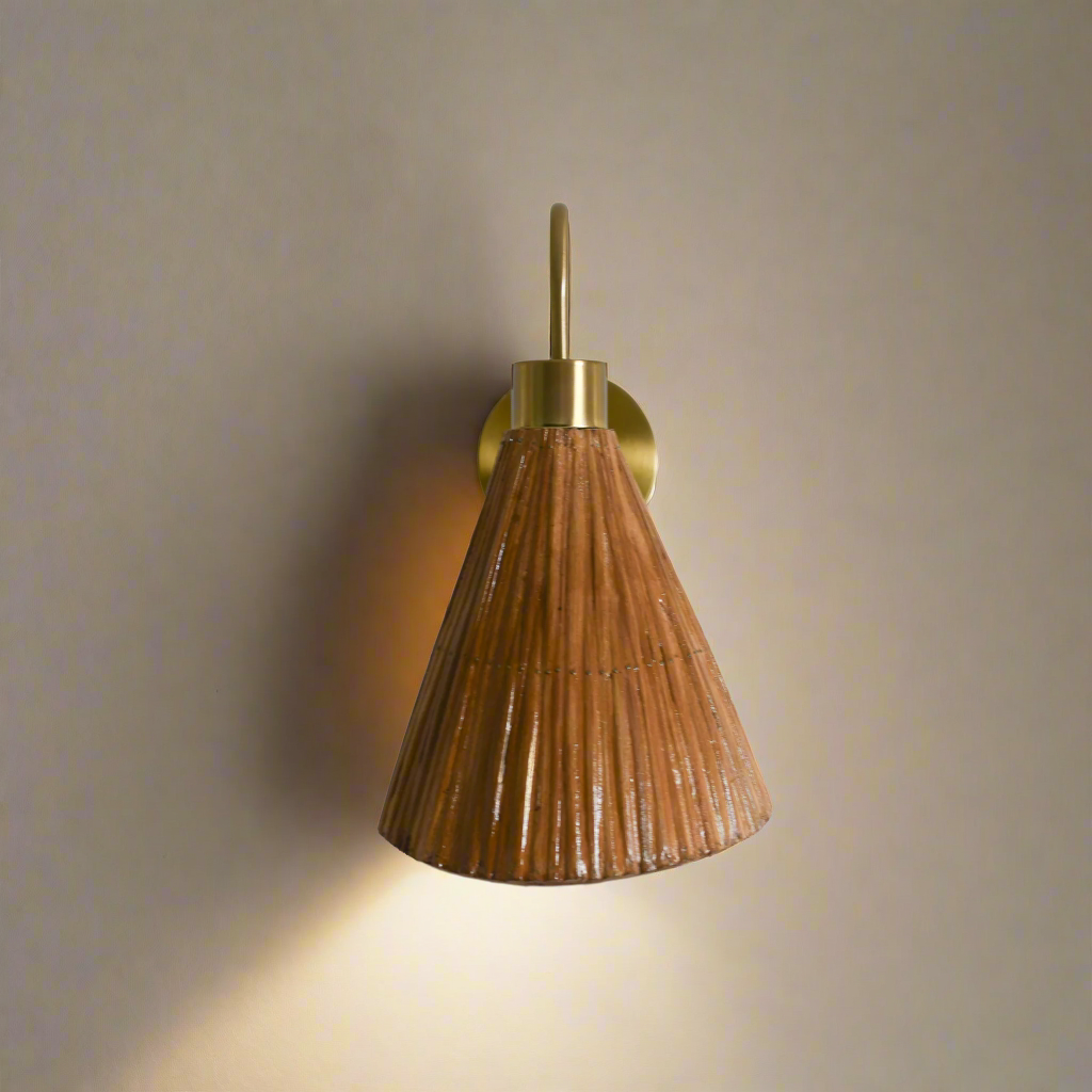 Cone Rattan Wall Sconce