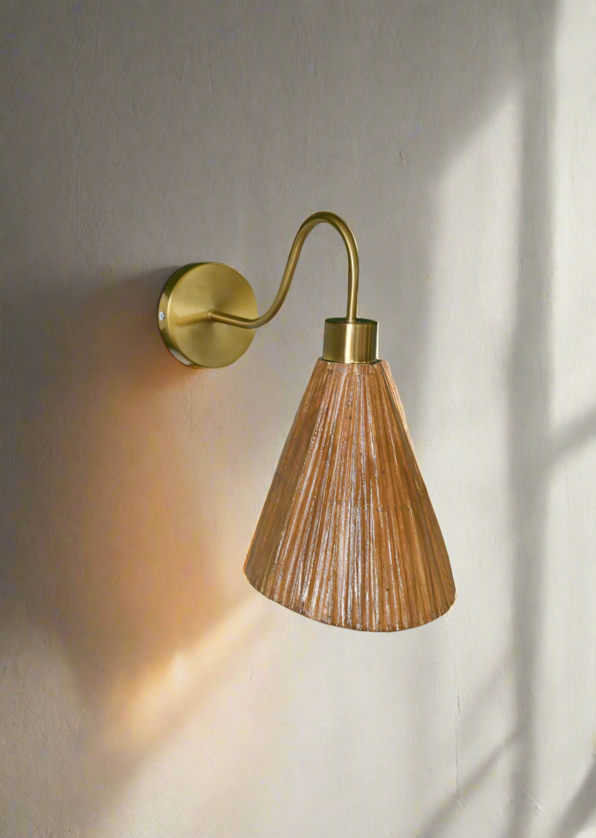 Cone Rattan Wall Sconce