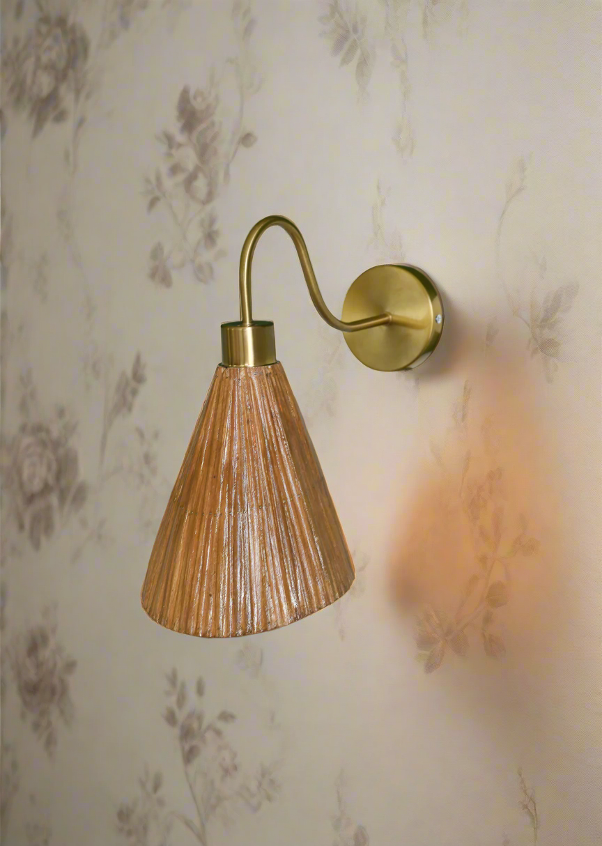 Cone Rattan Wall Sconce