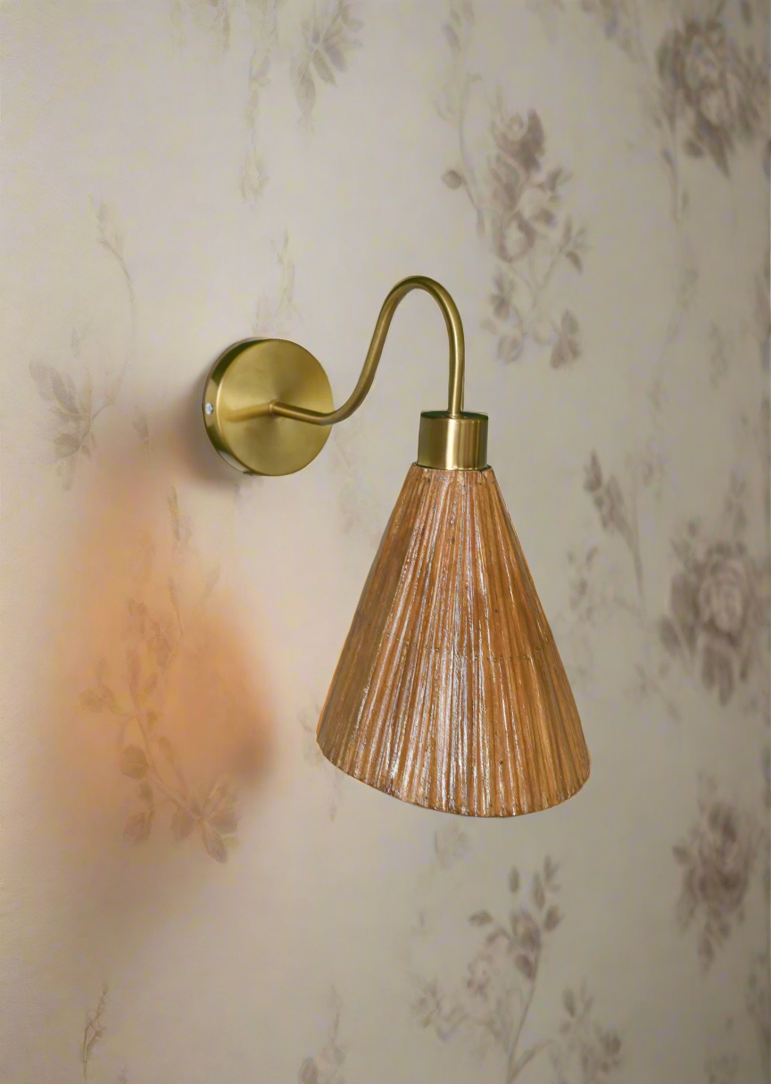 Cone Rattan Wall Sconce