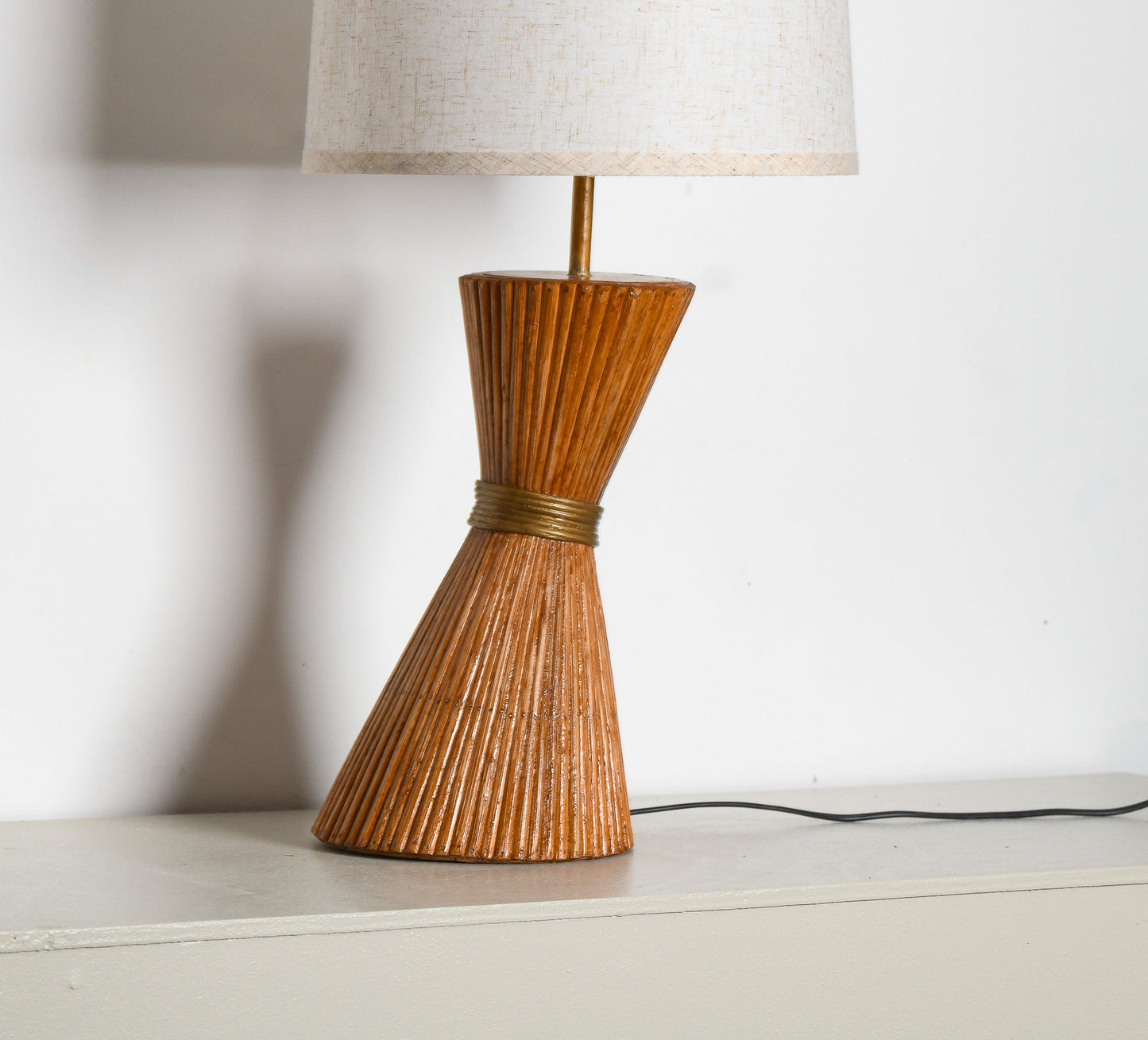 Hour Glass Shaped Rattan Table Lamp