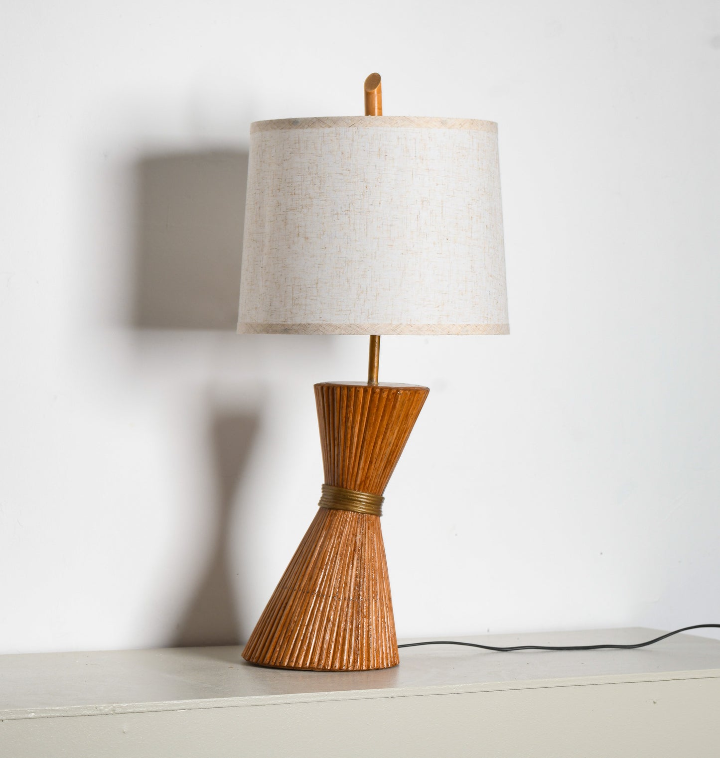 Hour Glass Shaped Rattan Table Lamp