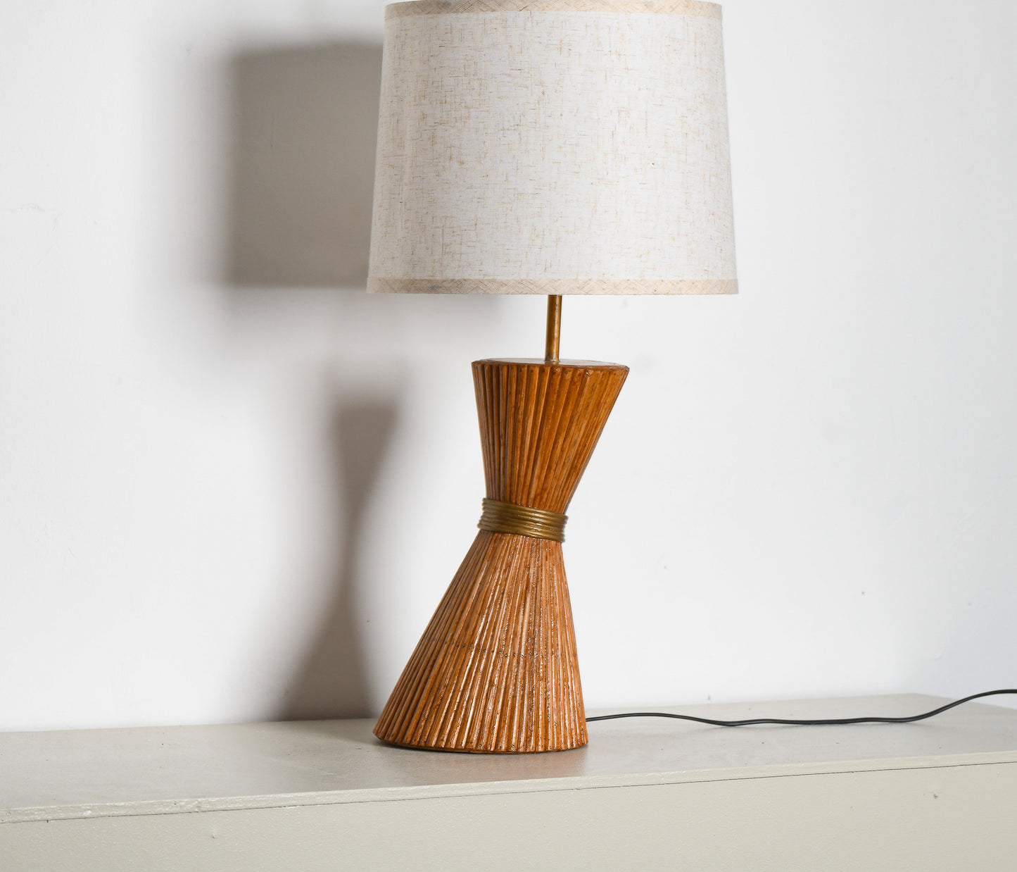 Hour Glass Shaped Rattan Table Lamp