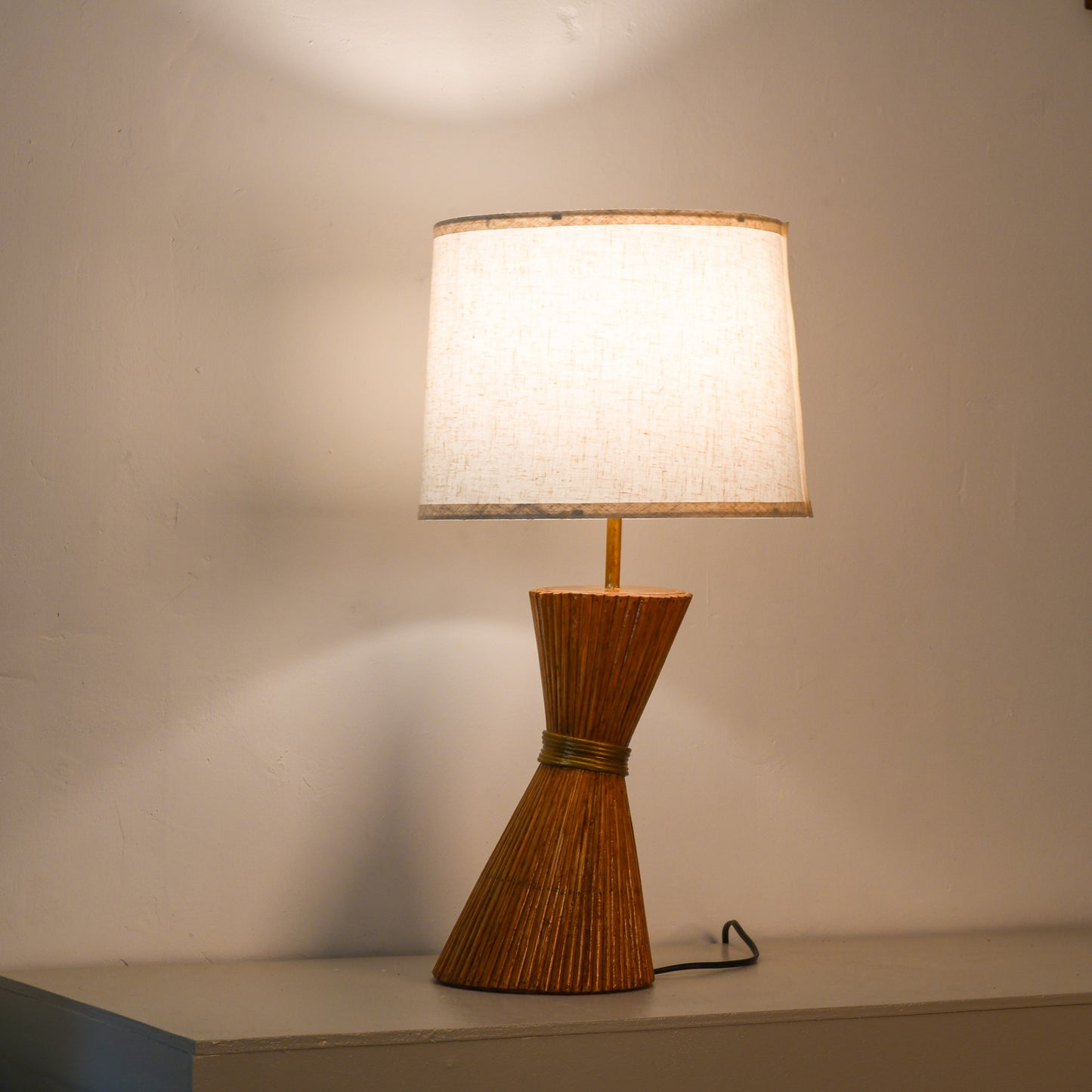 Hour Glass Shaped Rattan Table Lamp