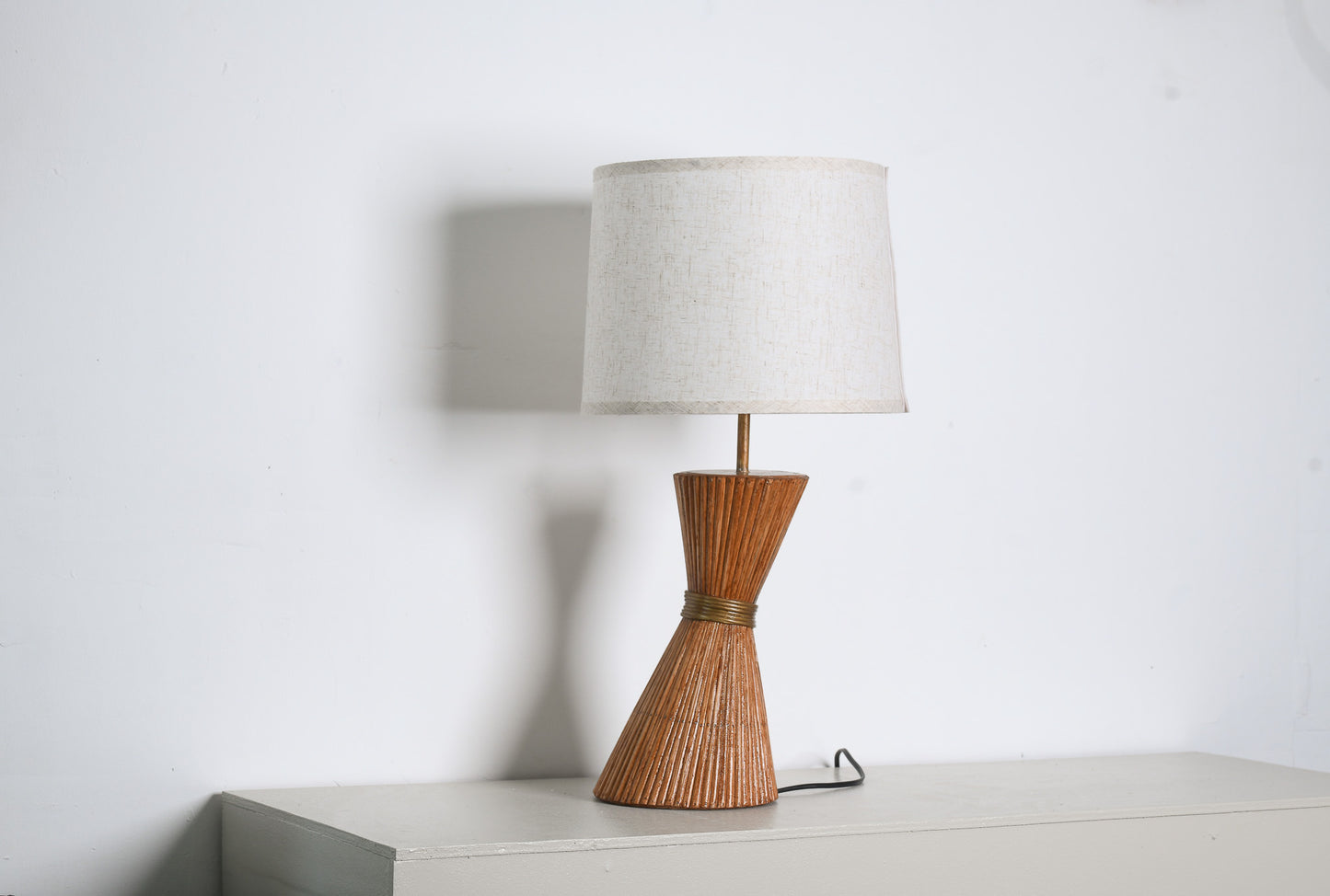 Hour Glass Shaped Rattan Table Lamp