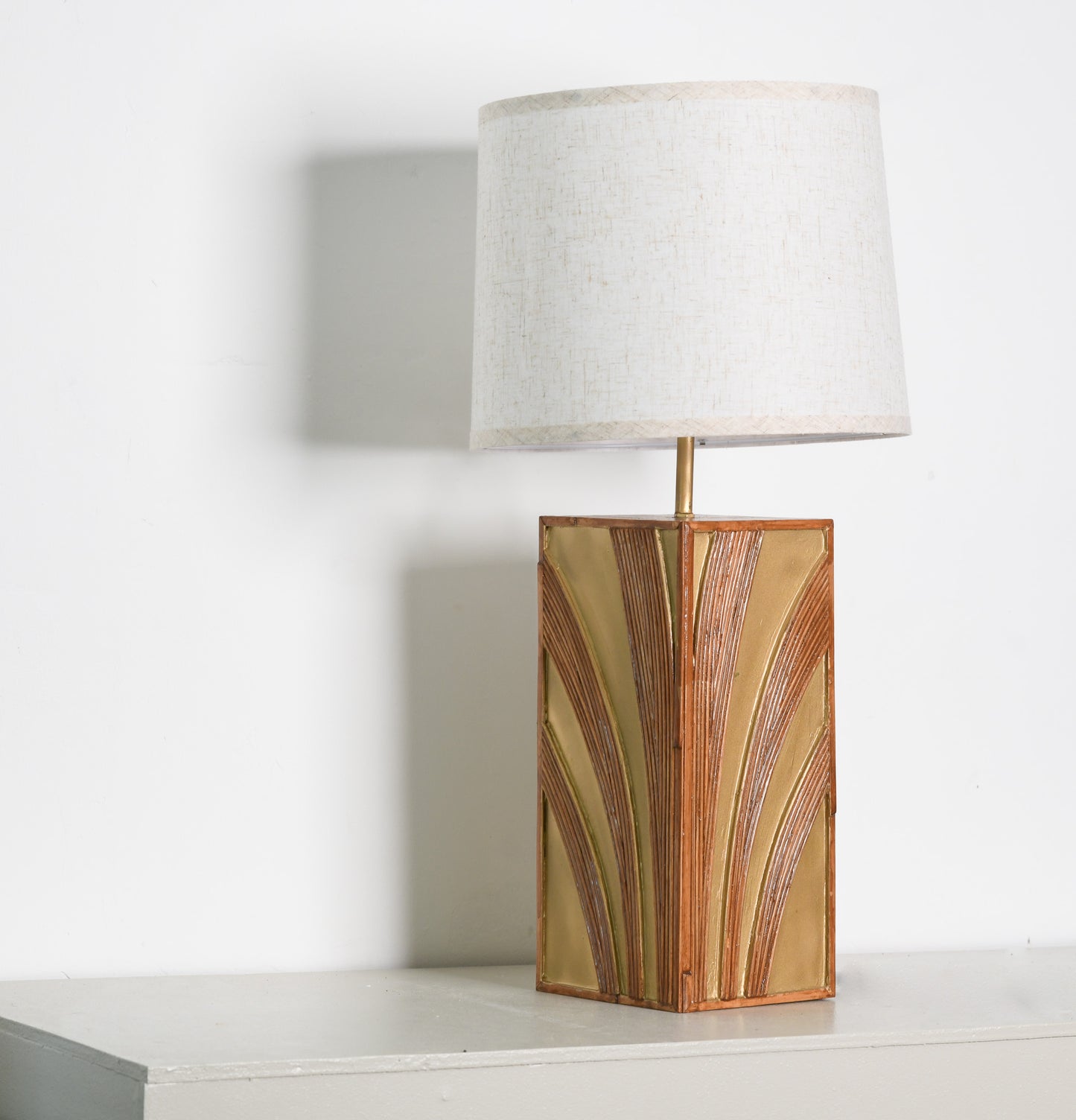 Rattan Table Lamp Mid Century Modern Style