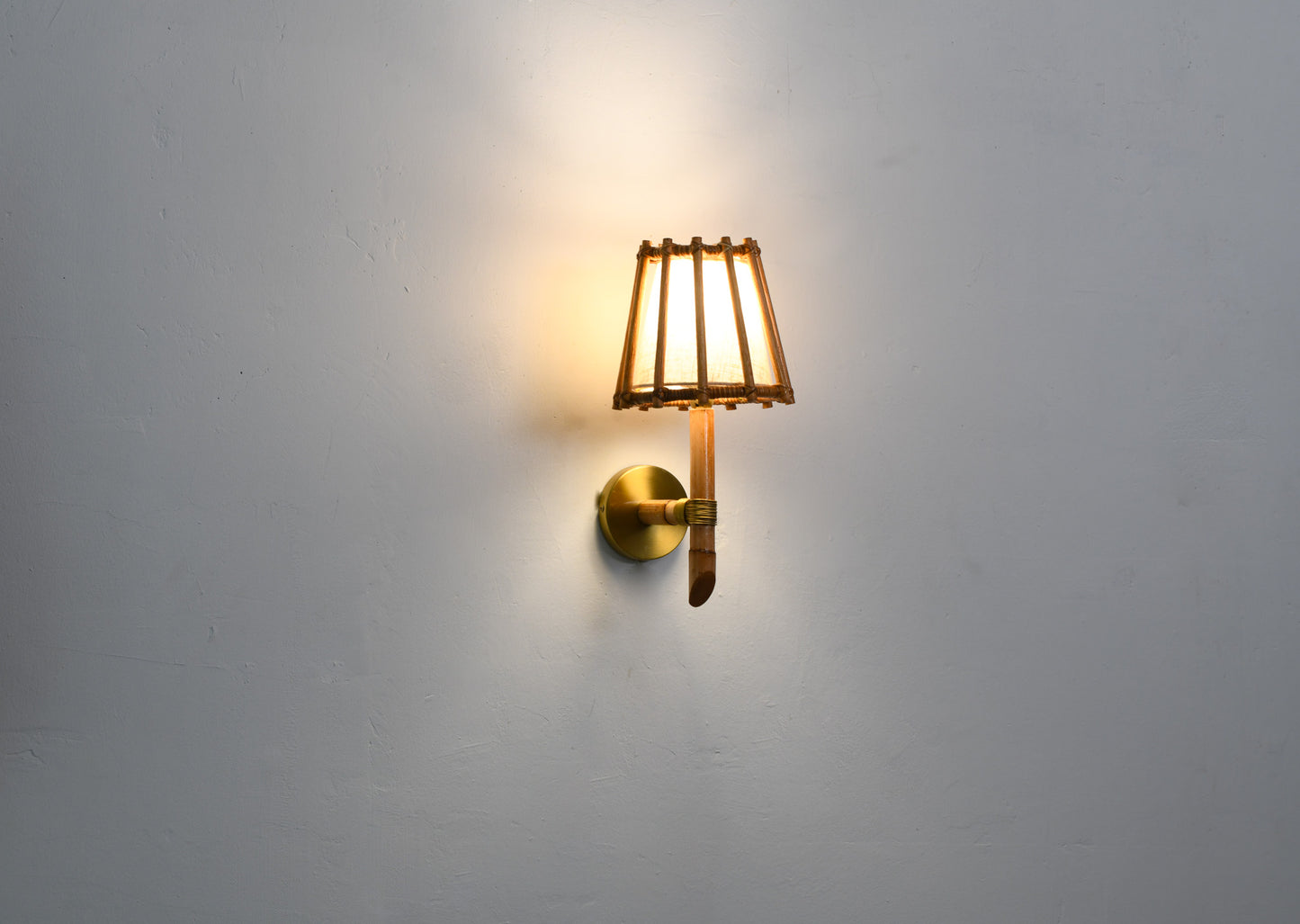 Midcentury Modern Style Rattan Wall Sconce