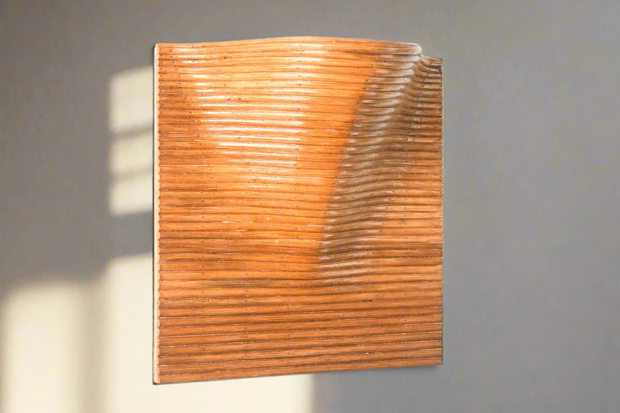 Sculptural Curved Pencil Reed Wall Lamp