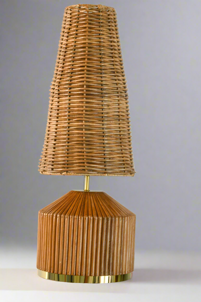 Mid-century Modern Style Pencil Reed Wicker Table Lamp