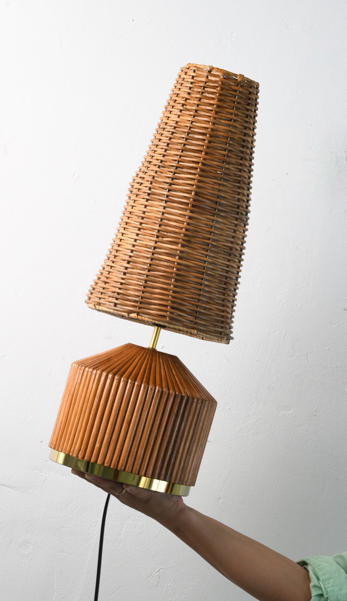 Mid-century Modern Style Pencil Reed Wicker Table Lamp