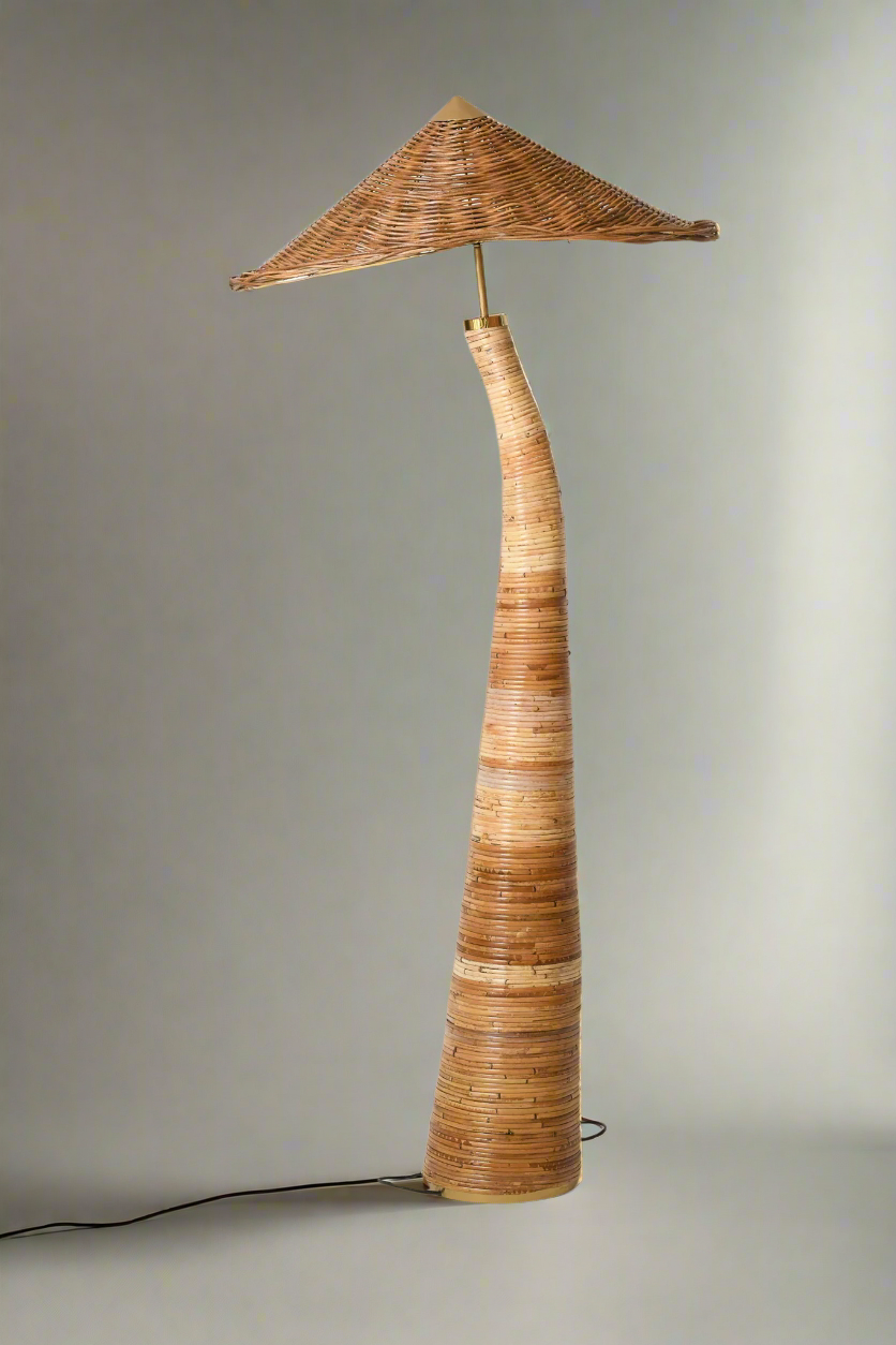 Shroom 002 rattan floor lamp