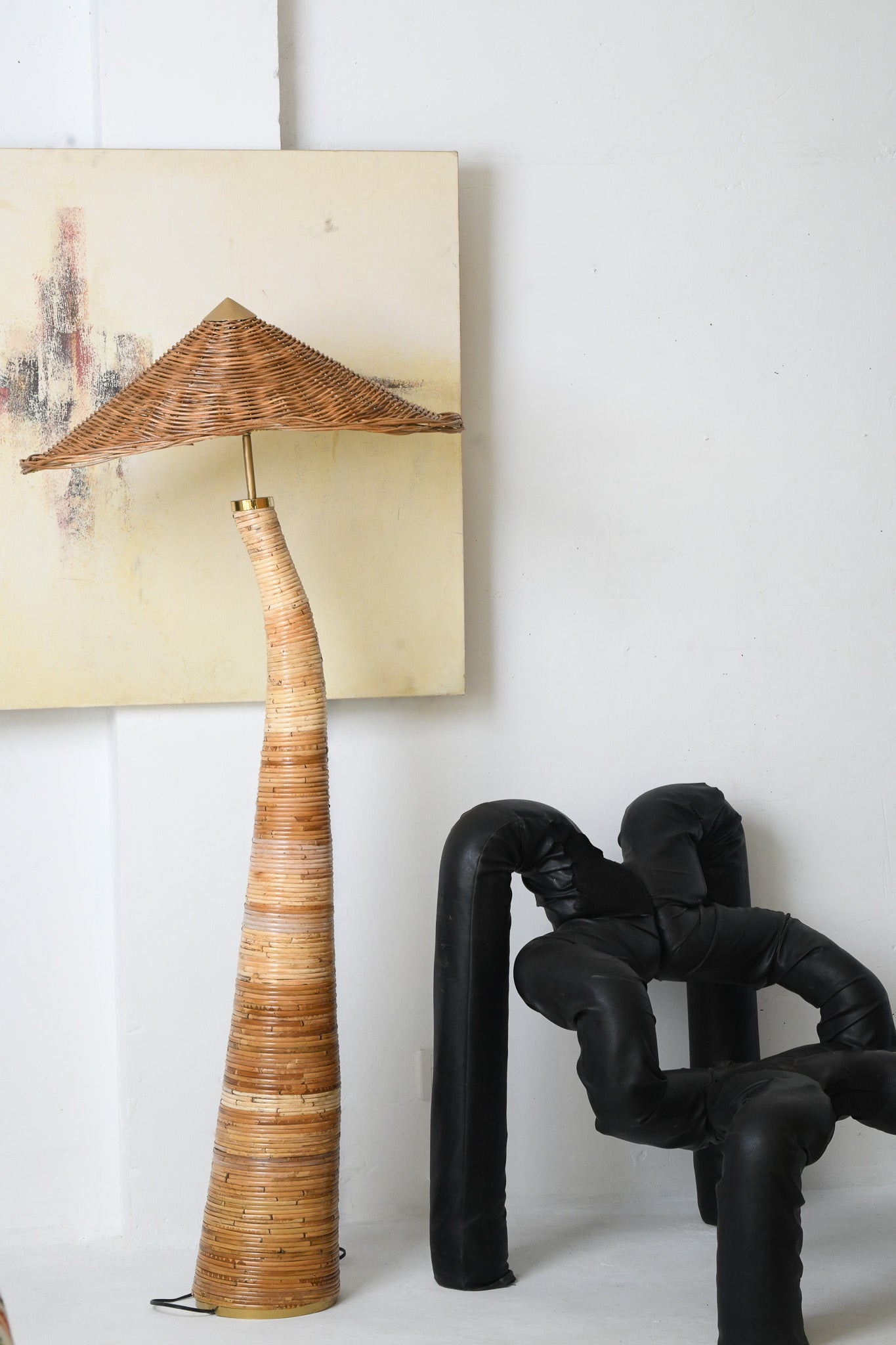 Shroom 002 rattan floor lamp