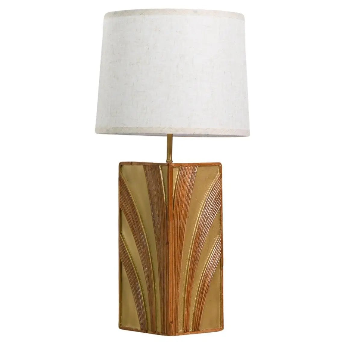 Rattan Table Lamp Mid Century Modern Style