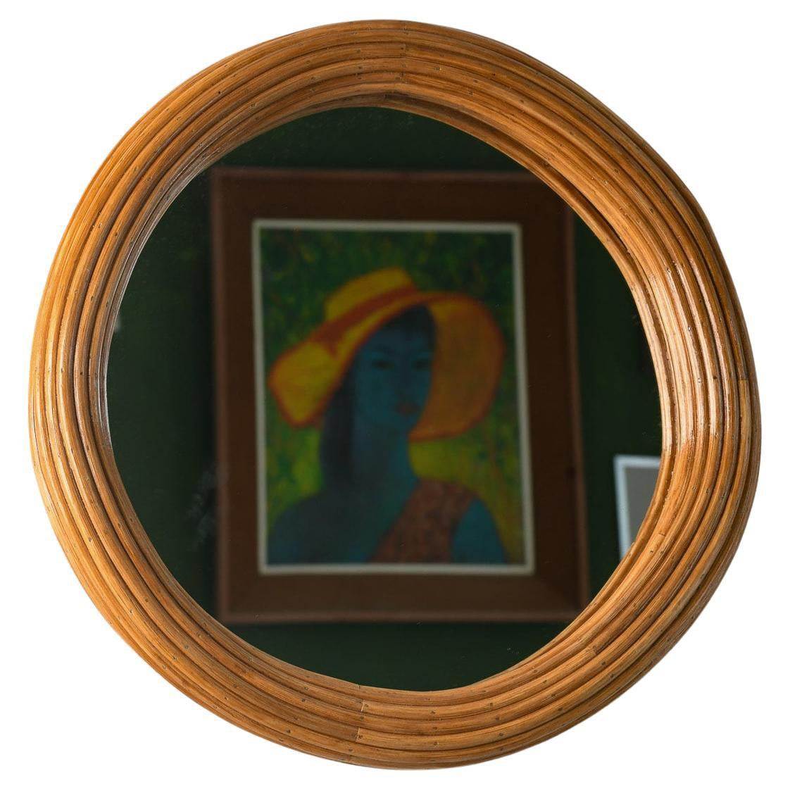 Round Rattan Mirror